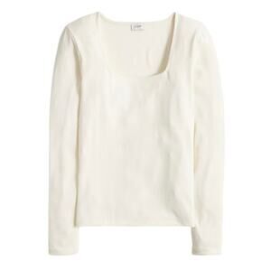 J.Crew Square Neck Long Sleeve Top Cream Ivory Size XXL NWT